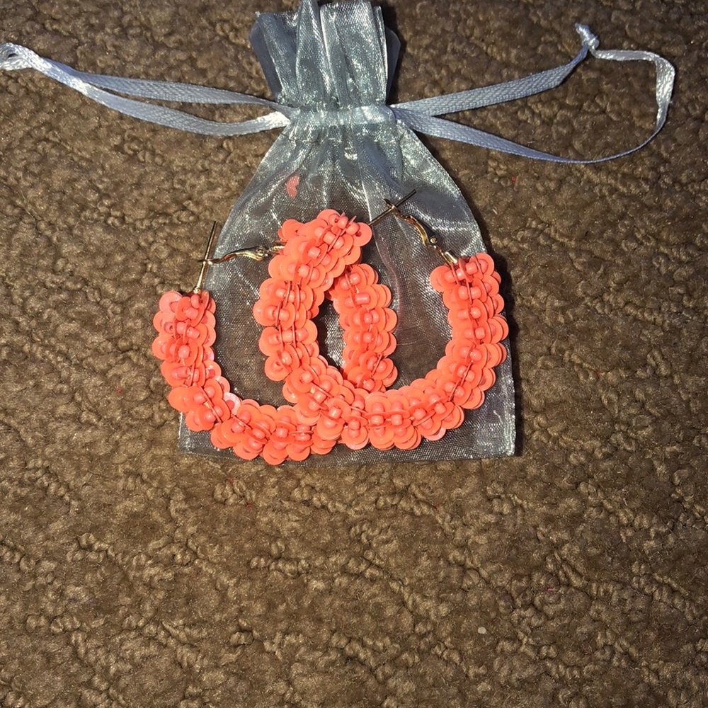 coral hoop earrings